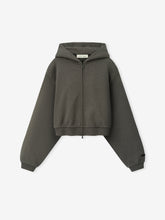 Womens Embossed FW26 Cropped Zip-Up Hoodie