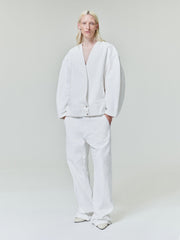 Womens Cotton Twill Relaxed Lapelless Jacket