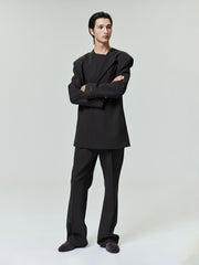 Double Weave Wool Crewneck Jacket