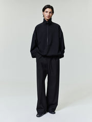 Wool Ripstop Wide Leg Drawstring Pants