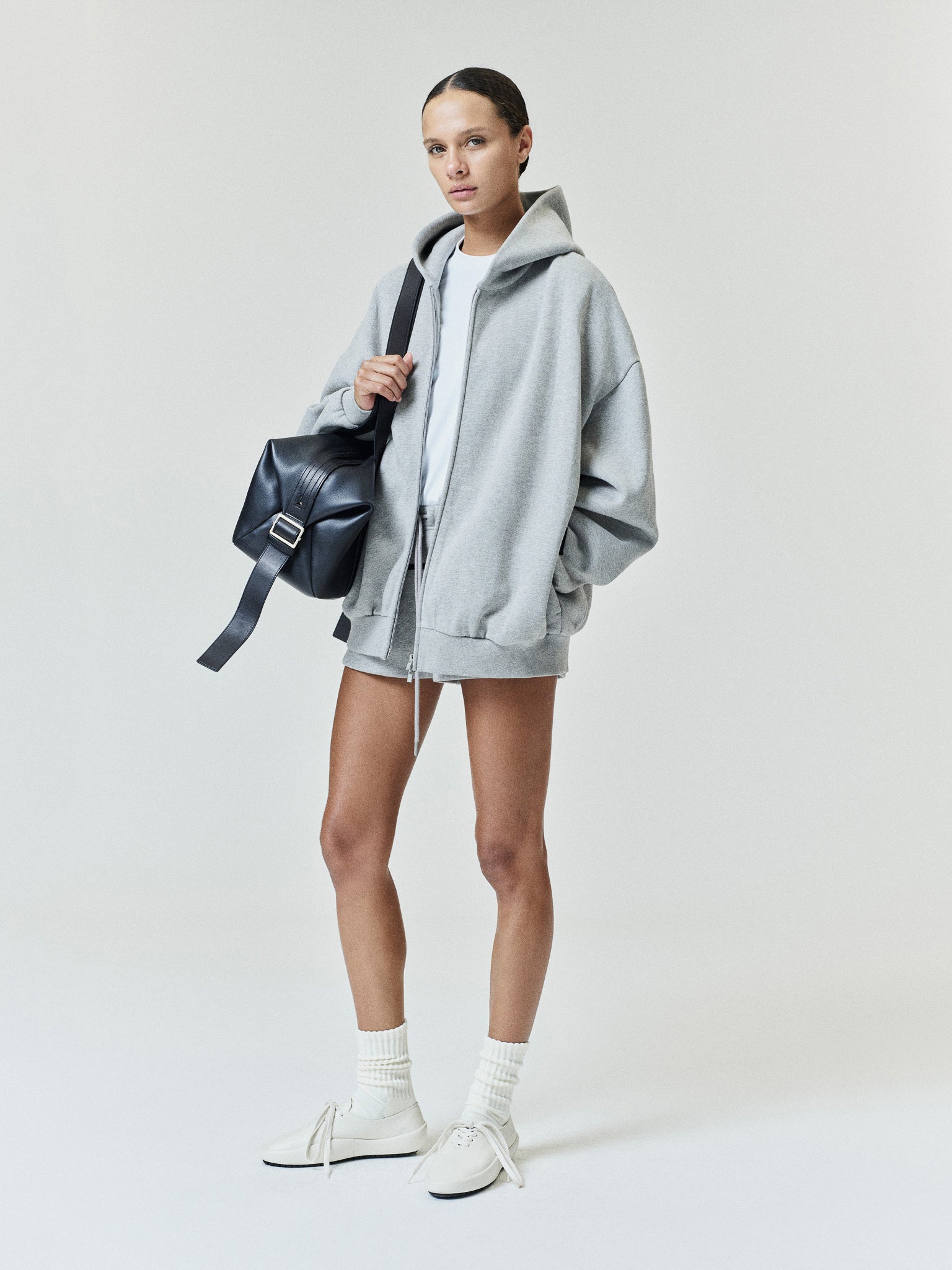 Womens Embossed FW26 Cropped Zip-Up Hoodie