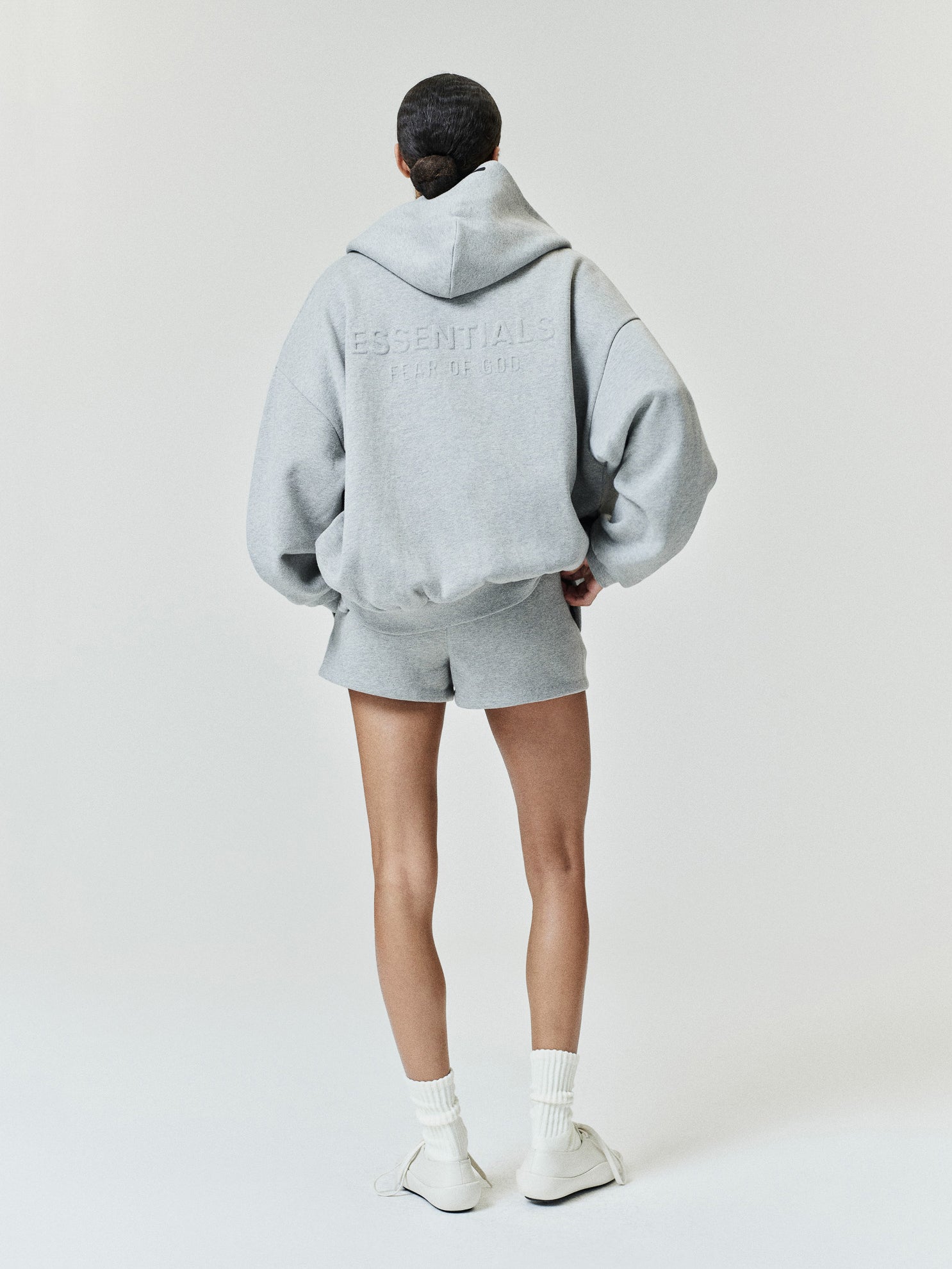 Womens Embossed FW26 Cropped Zip-Up Hoodie